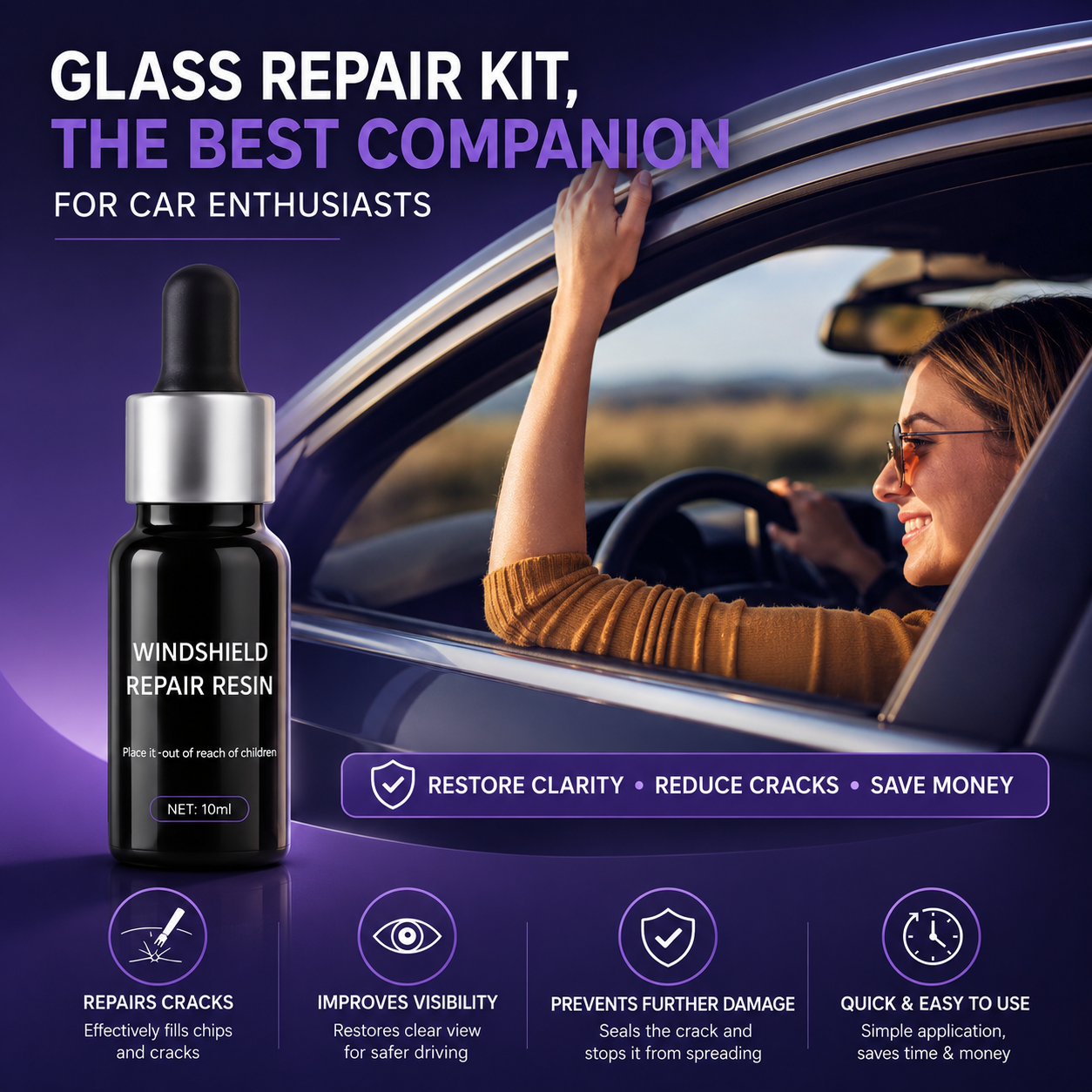 Windshield Repair Resin Kit – Quick Crack Repair Solution (Pack of 2)