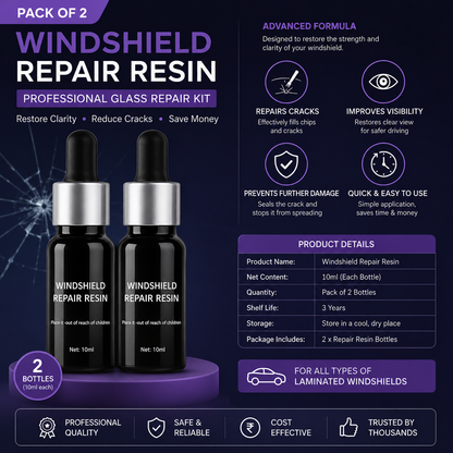 Windshield Repair Resin Kit – Quick Crack Repair Solution (Pack of 2)